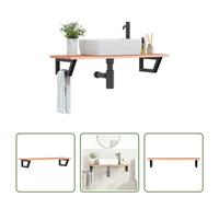 The Living Store Plan de toilette avec support Acier et bois massif Chêne