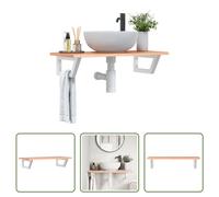 The Living Store Plan de toilette avec support Acier et bois massif Chêne