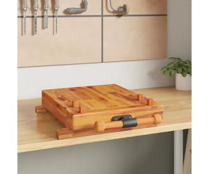 The Living Store plateau d'établi avec étau 52x44x9,5 cm bois massif acacia
