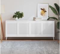The Living Store Portes d'armoire design à lamelles 4 pcs Blanc 61,5x49,4 cm Bois massif