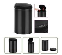 The Living Store Poubelle automatique à capteur 30 L acier carbone noir