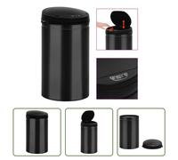 The Living Store Poubelle automatique à capteur 40 L acier carbone noir