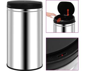 The Living Store Poubelle automatique à capteur 60 L inox