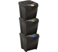 The Living Store Poubelle empilable 3 pcs. Anthracite 75 L