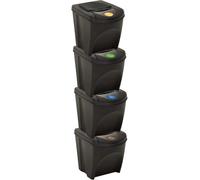 The Living Store Poubelles empilables, 4 pièces, anthracite, 100 l