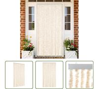 The Living Store Rideau anti-mouches Beige et blanc 100x220 cm Chenille