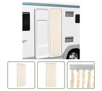The Living Store Rideau anti-mouches Beige et blanc 56x185 cm Chenille