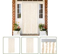 The Living Store Rideau anti-mouches Beige et blanc 90x220 cm Chenille