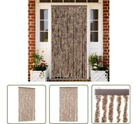 The Living Store Rideau anti-mouches Beige et brun foncé 100x220 cm Chenille