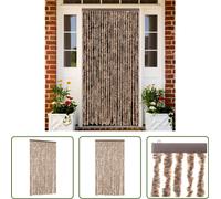 The Living Store Rideau anti-mouches Beige et brun foncé 100x230 cm Chenille