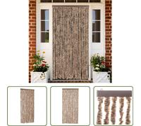The Living Store Rideau anti-mouches Beige et brun foncé 90x220 cm Chenille