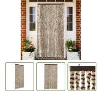 The Living Store Rideau anti-mouches Beige et Marron 100x230 cm Chenille