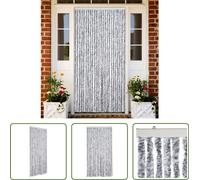 The Living Store Rideau anti-mouches blanc et gris 100x230 cm chenille