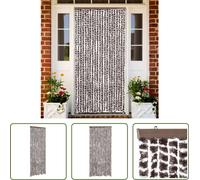 The Living Store Rideau anti-mouches brun et blanc 90x200 cm chenille