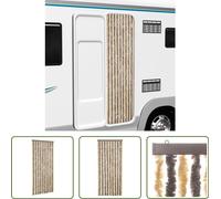 The Living Store Rideau anti-mouches brun foncé et beige 56x200 cm chenille