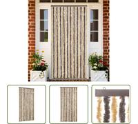 The Living Store Rideau anti-mouches brun foncé et beige 90x220 cm chenille