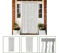 The Living Store Rideau anti-mouches gris clair et blanc 90x200 cm chenille