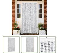 The Living Store Rideau anti-mouches gris clair et gris foncé 100x230 cm chenille