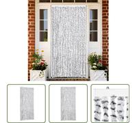 The Living Store Rideau anti-mouches gris clair et gris foncé 90x200 cm chenille