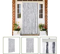 The Living Store Rideau anti-mouches gris et blanc 100x200 cm chenille