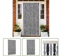 The Living Store Rideau anti-mouches gris et noir 100x200 cm chenille