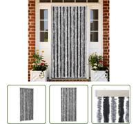 The Living Store Rideau anti-mouches gris et noir 90x200 cm chenille