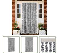 The Living Store Rideau anti-mouches gris, noir et blanc 100x200 cm chenille