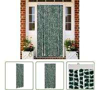 The Living Store Rideau anti-mouches vert et blanc 90x200 cm chenille