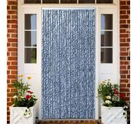 The Living Store Rideau moustiquaire Bleu Blanc Argenté 100x220cm Chenille