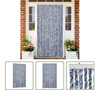 The Living Store Rideau moustiquaire bleu et blanc 120x220 cm chenille