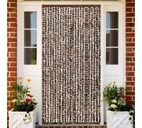 The Living Store Rideau moustiquaire brun et blanc 100x220 cm chenille
