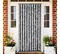 The Living Store Rideau moustiquaire Gris et blanc 90x200 cm Chenille