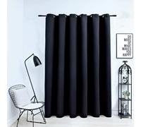 The Living Store Rideau occultant avec œillets métalliques Noir 290 x 245 cm