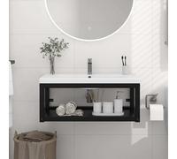 The Living Store Salle de bain mural support lavabo noir 79x38x31 cm fer