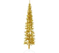 The Living Store Semi-sapin de Noël artificiel avec support Slim Gold 210 cm