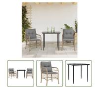 The Living Store Set bistrot 3 pièces avec coussins Mélange beige Poly rotin