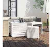The Living Store Set de 3 boîtes de jardin blanc pin massif