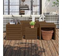 The Living Store Set de 4 boîtes de jardin en bois de pin massif brun miel