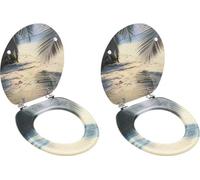 The Living Store Sièges de toilettes avec couvercle 2 pcs. MDF design plage