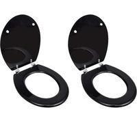 The Living Store Sièges de toilettes avec couvercle 2 pcs. MDF noir