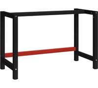 The Living Store support d'établi métal 120x57x79 cm noir et rouge
