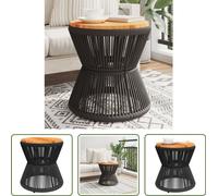 The Living Store Table basse avec piètement en fil de fer Noir Ø 45x44 cm Bois d'acacia