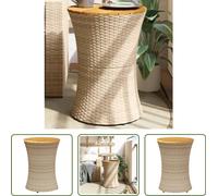 The Living Store Table d'appoint de jardin en forme de tambour Beige Poly rotin massif