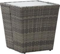 The Living Store Table d'appoint Gris 41,5×41,5×43 cm Poly rotin et verre trempé