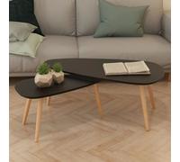 The Living Store Table d'appoint Set 2 pcs. Pin massif noir