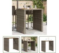 The Living Store Table de jardin avec plateau en bois Gris 105x80x110 cm Poly rotin