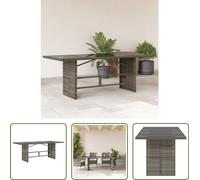 The Living Store Table de jardin avec plateau en verre Gris 190x80x74 cm Poly rotin