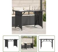 The Living Store Table de jardin avec plateau en verre noir 110x68x70 cm Poly rotin