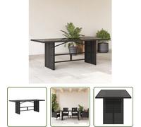 The Living Store Table de jardin avec plateau en verre noir 190x80x74 cm Poly rotin