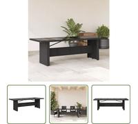 The Living Store Table de jardin avec plateau en verre noir 240x90x75 cm Poly rotin
